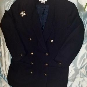 Chaus Dark Blue Wool Dress Jacket